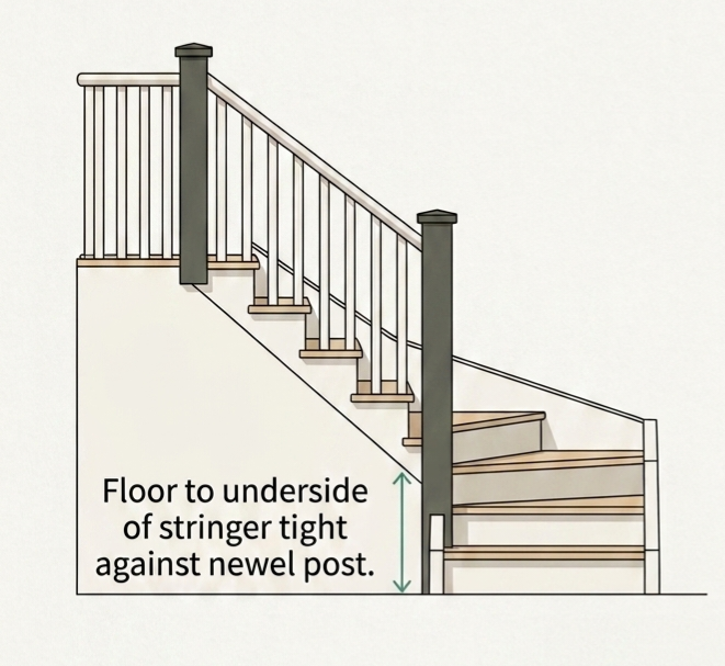 Diagram showing how to measure the height of the space under your stairs
